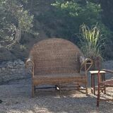 Colonial armchair in rattan and bamboo