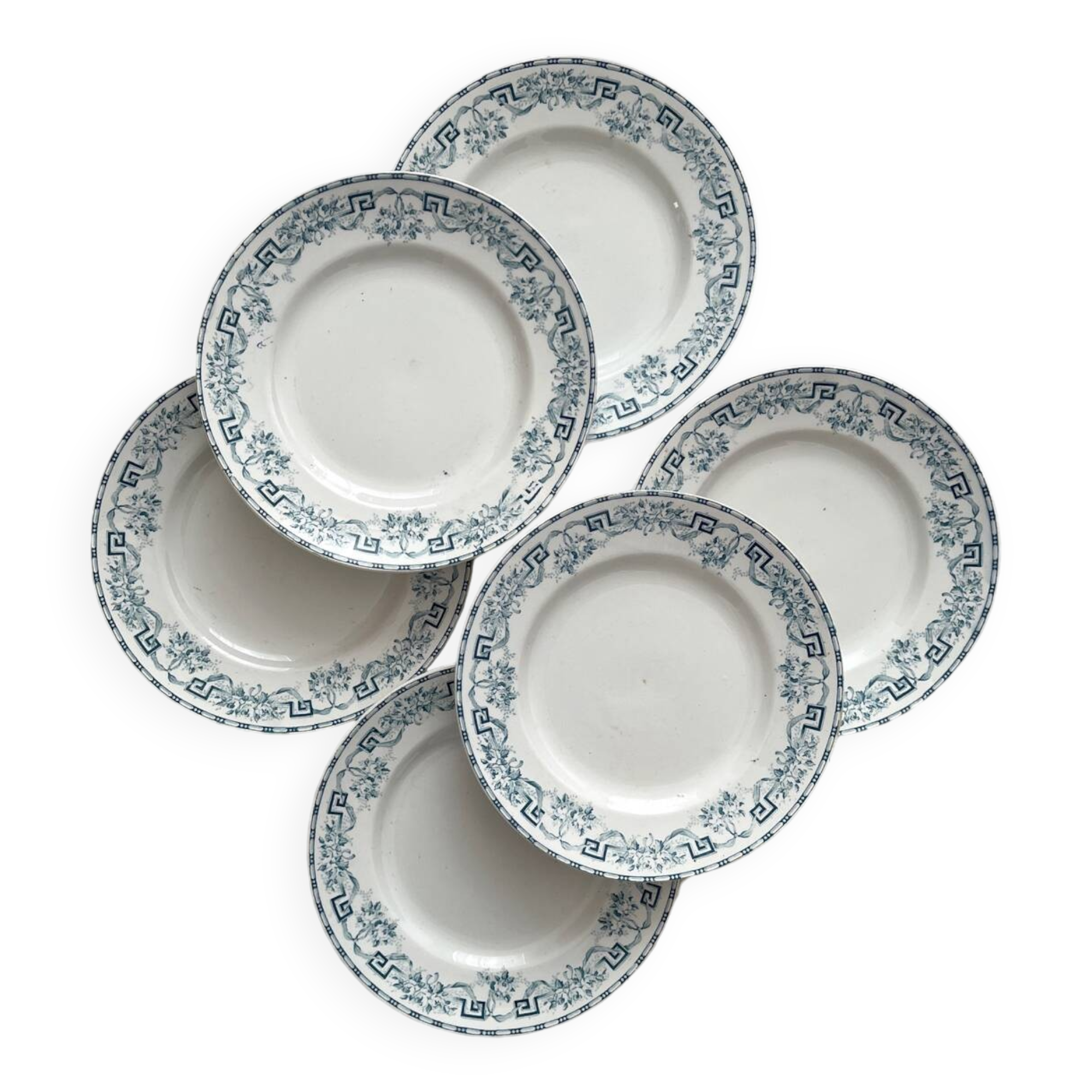 6 flat plates in iron earth “Athens” Saint Amand and Hamage