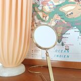 Vintage midi century brass barber mirror
