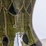 Sgraffito Scraffito enameled ceramic vase in green and orange colors - Year 1950