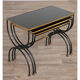 Vintage nesting tables in metal and black opaline glass 1950