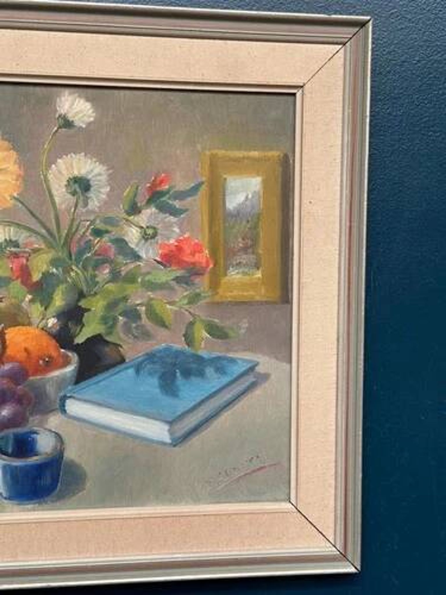 Swedish Oil on Canvas “Still Life” by K. Eliasson, Vintage & Framed 58×50cm