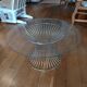 vintage 70s round designer coffee table with wire base