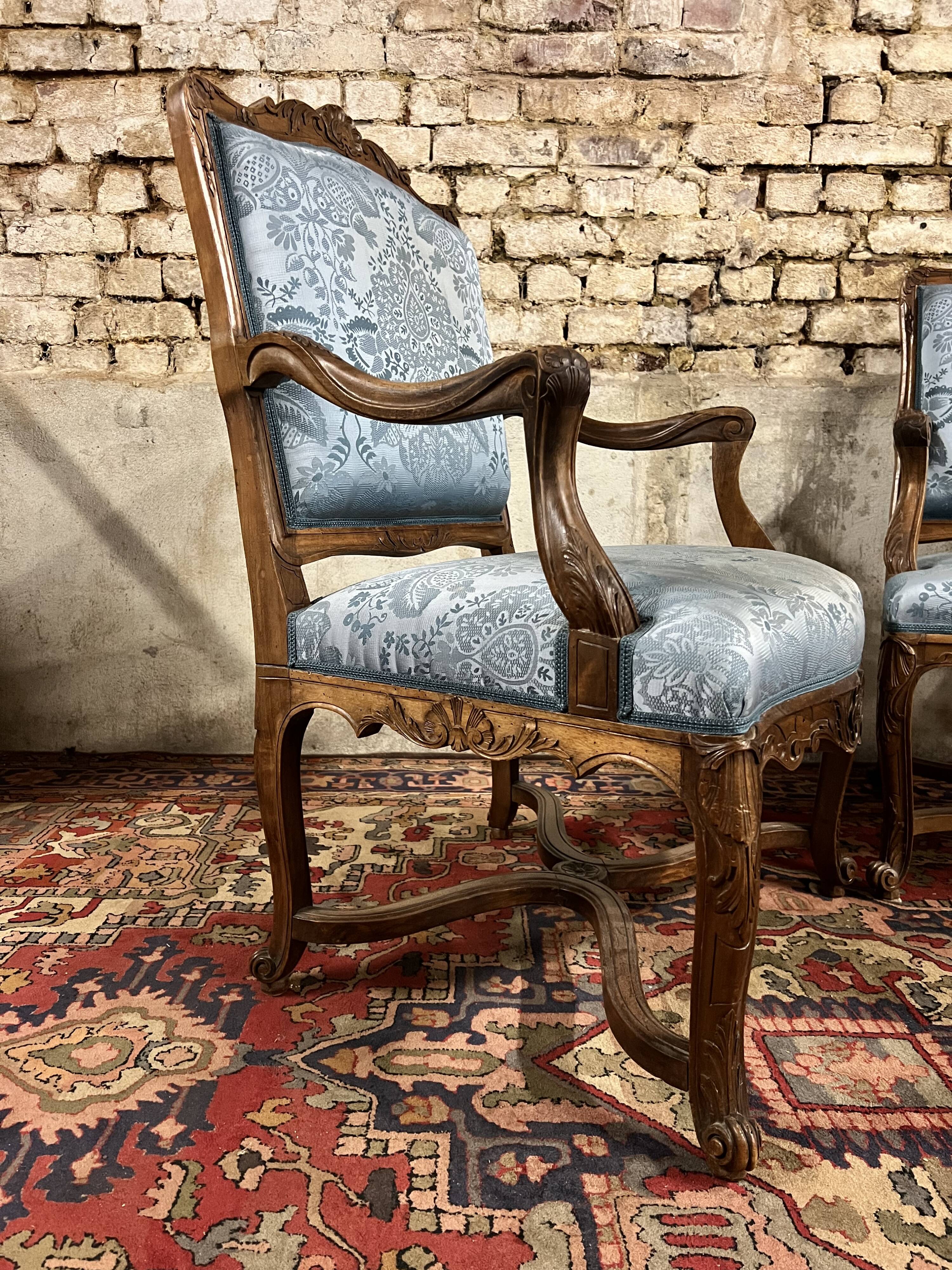 Pair of natural wood armchairs in regency style 19th century