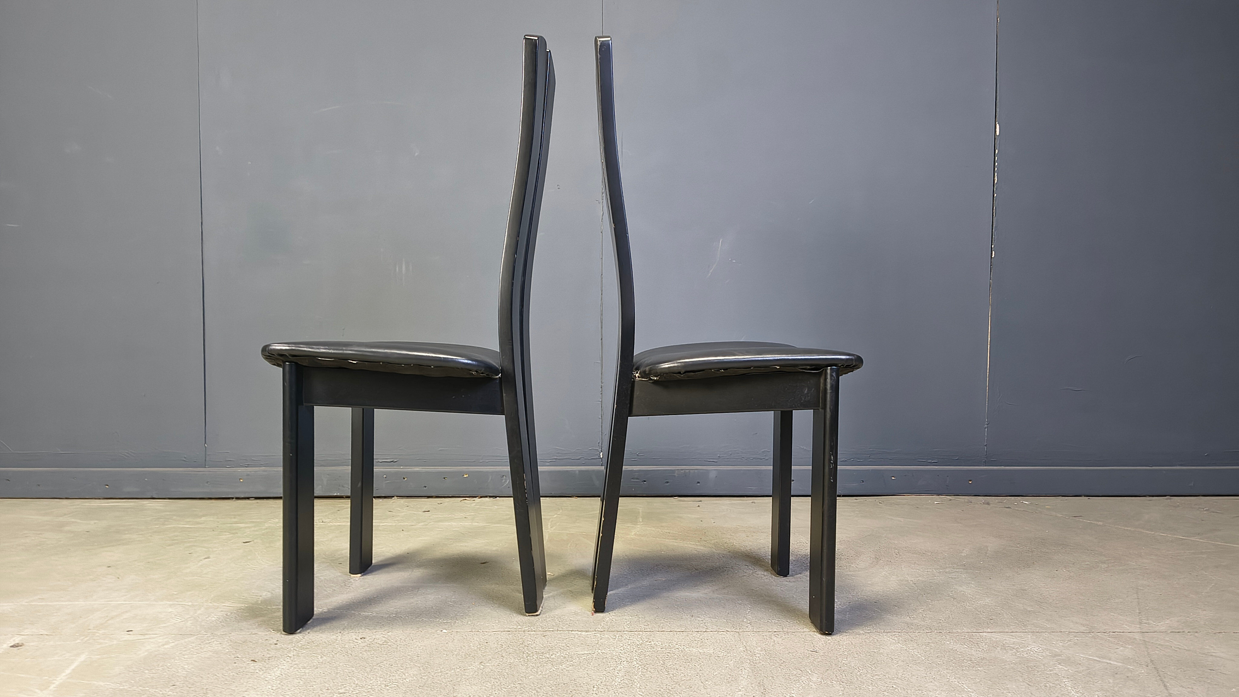 Post modern wooden dining chairs, 1980s - set of 6