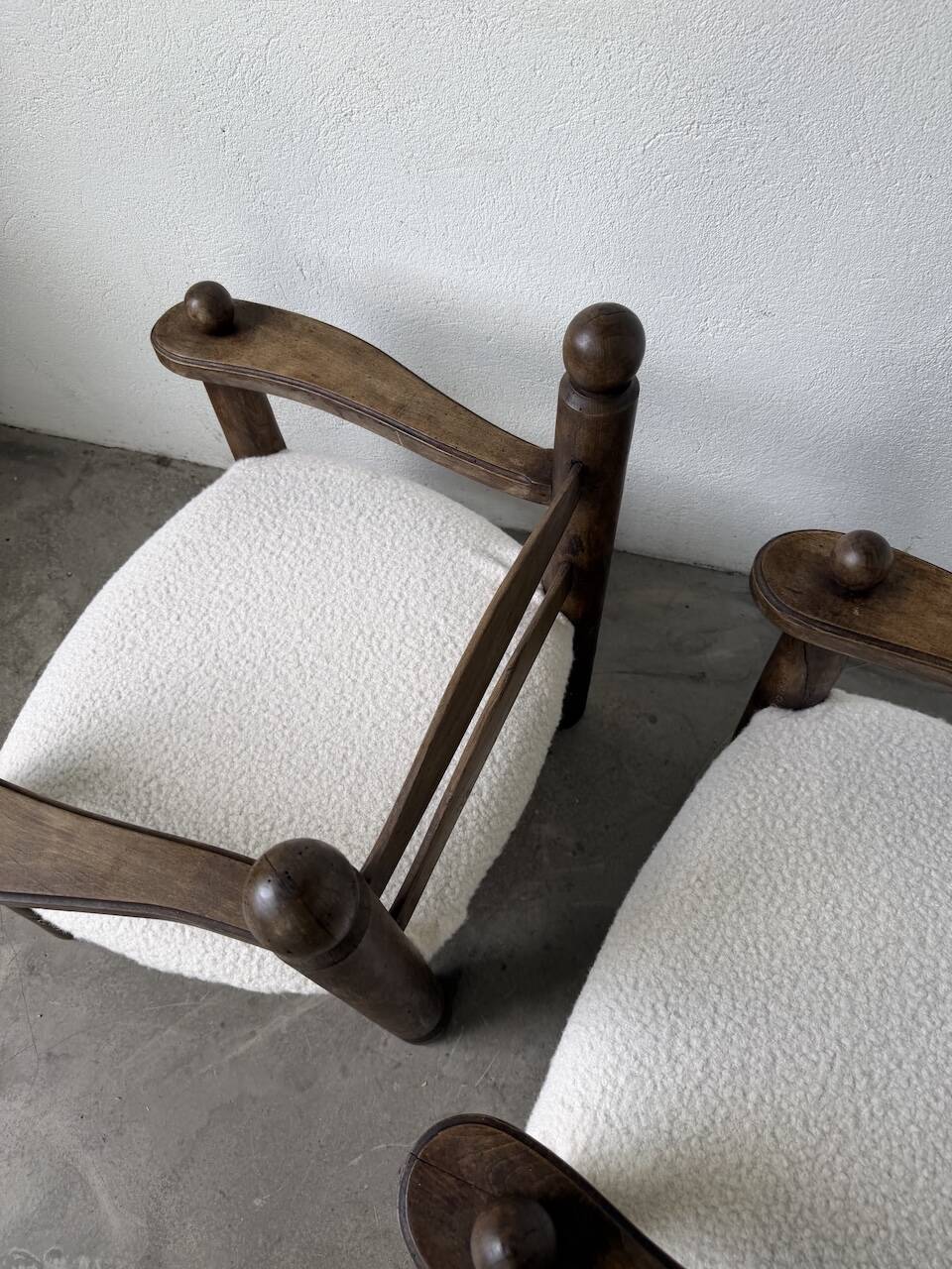 Pair of Dudouyt armchairs from the 1950s, oak.