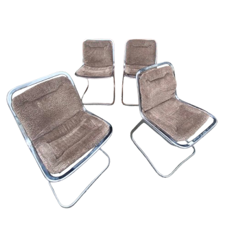 Suite de 4 chaises style Gastone Rinaldi, vers 1970