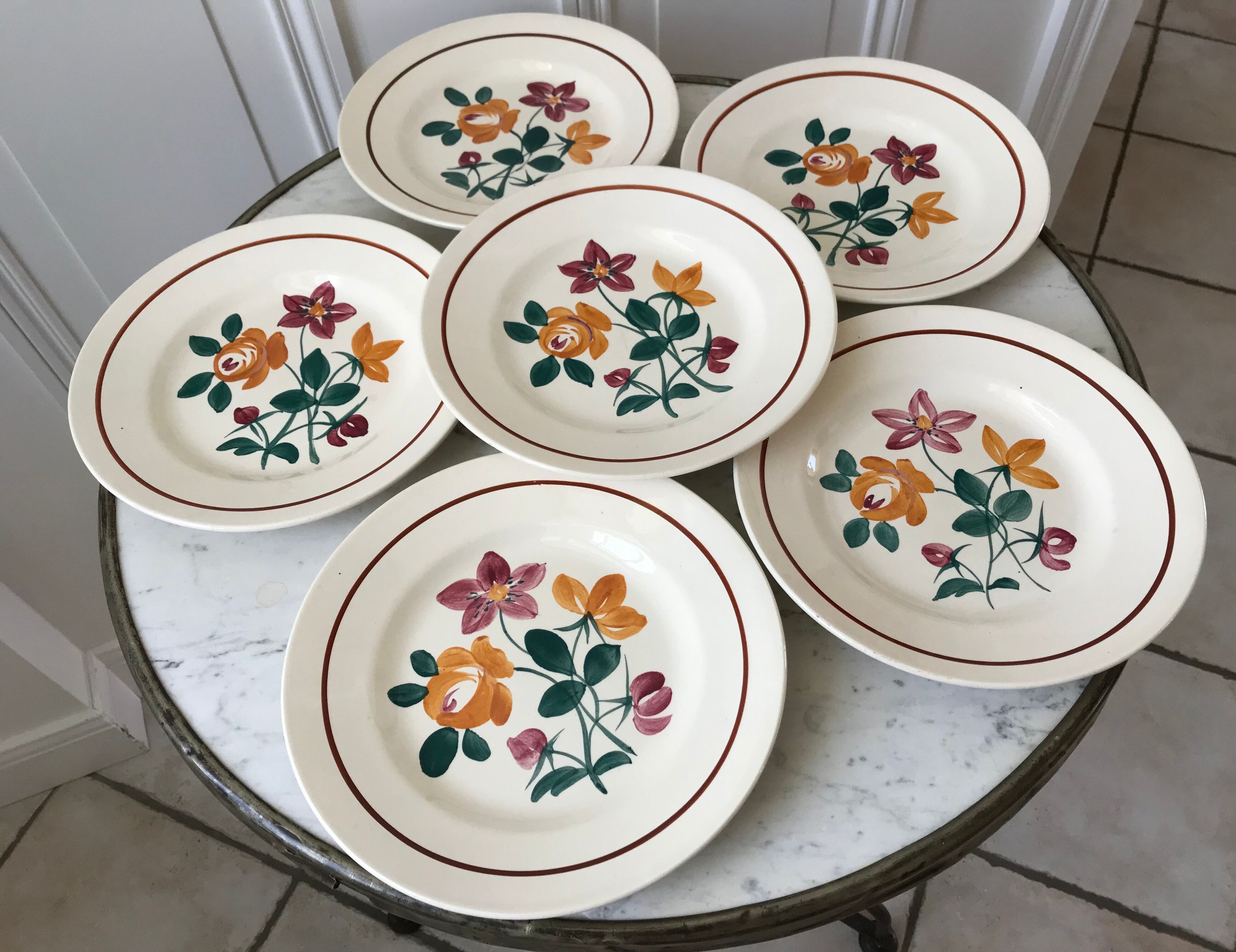 Set of 9 hollow plates Digoin Sarreguemines model "Cannes"
