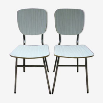 Pair of vintage white formica chairs 60