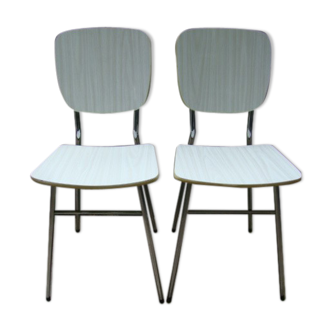 Pair of vintage white formica chairs 60