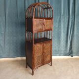 Library in Bamboo and Cane of Rattan Varnish Brown circa 1970 H 175 cm