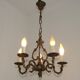Elegant French Antique Bronze 5 Light 3 Sided Cage Style Chandelier