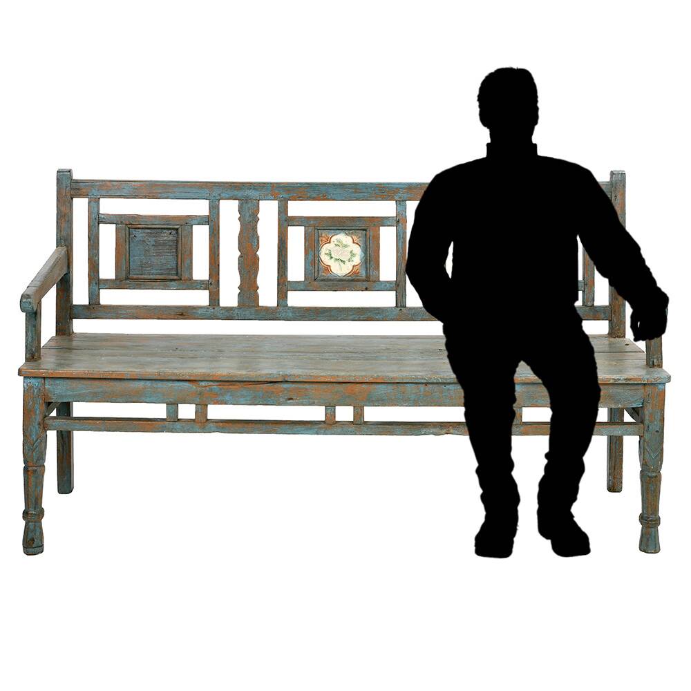 Bench in old patinated teak