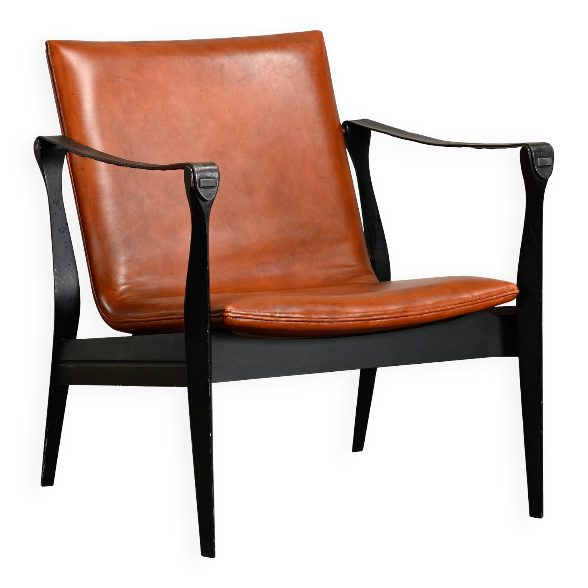 Karen & Ebbe Clemmensen Safari Chair in leather for Fritz Hansen, Denmark