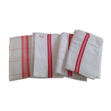 4 Old towels with red stripes of mixed heritage