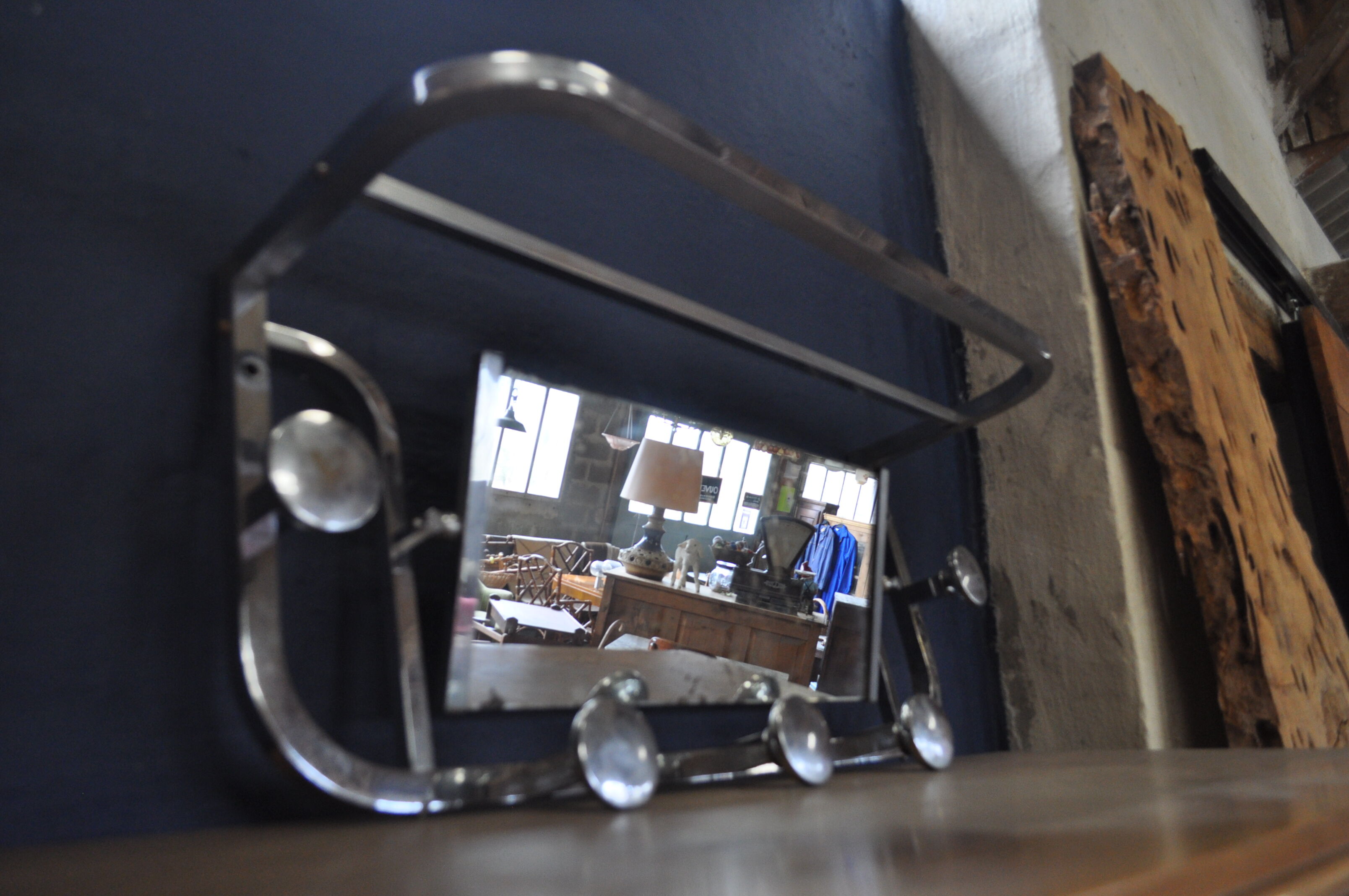 Aluminum wall coat rack.