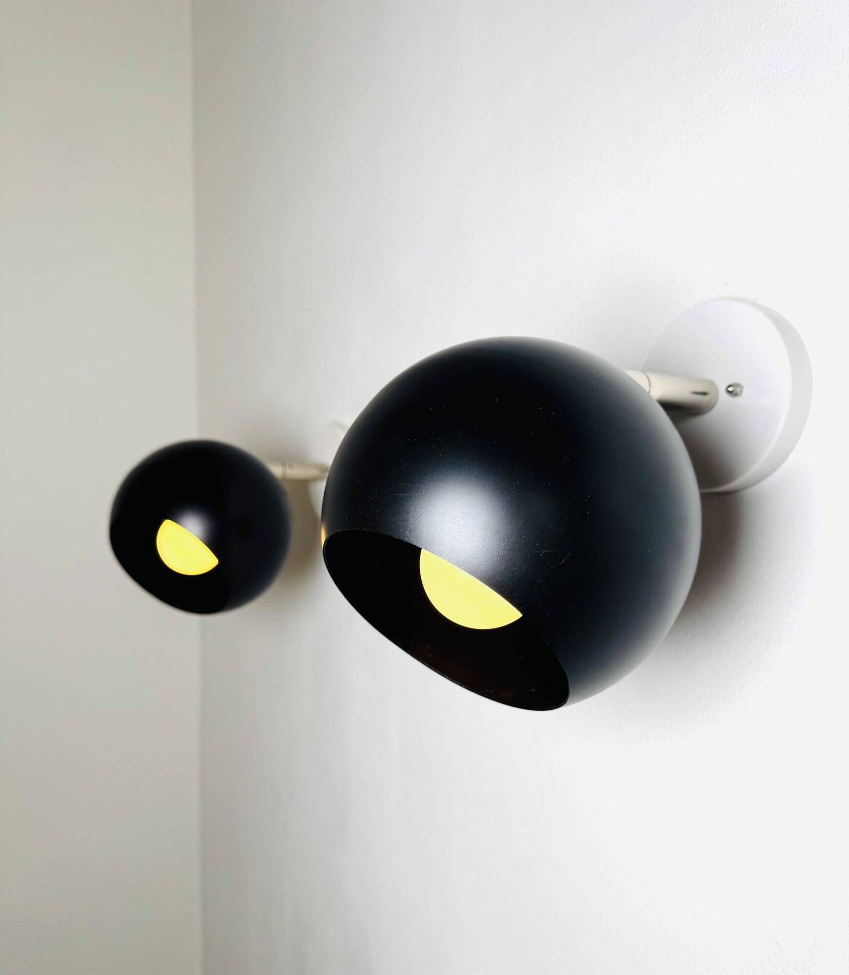 A5-1300 Globe Wall Lamps In Black By Raak Amsterdam, The Netherlands 1970S