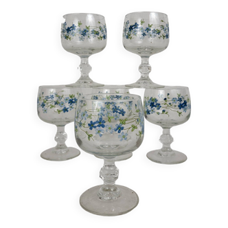 6 Arcopal Myosotis Veronica wine glasses