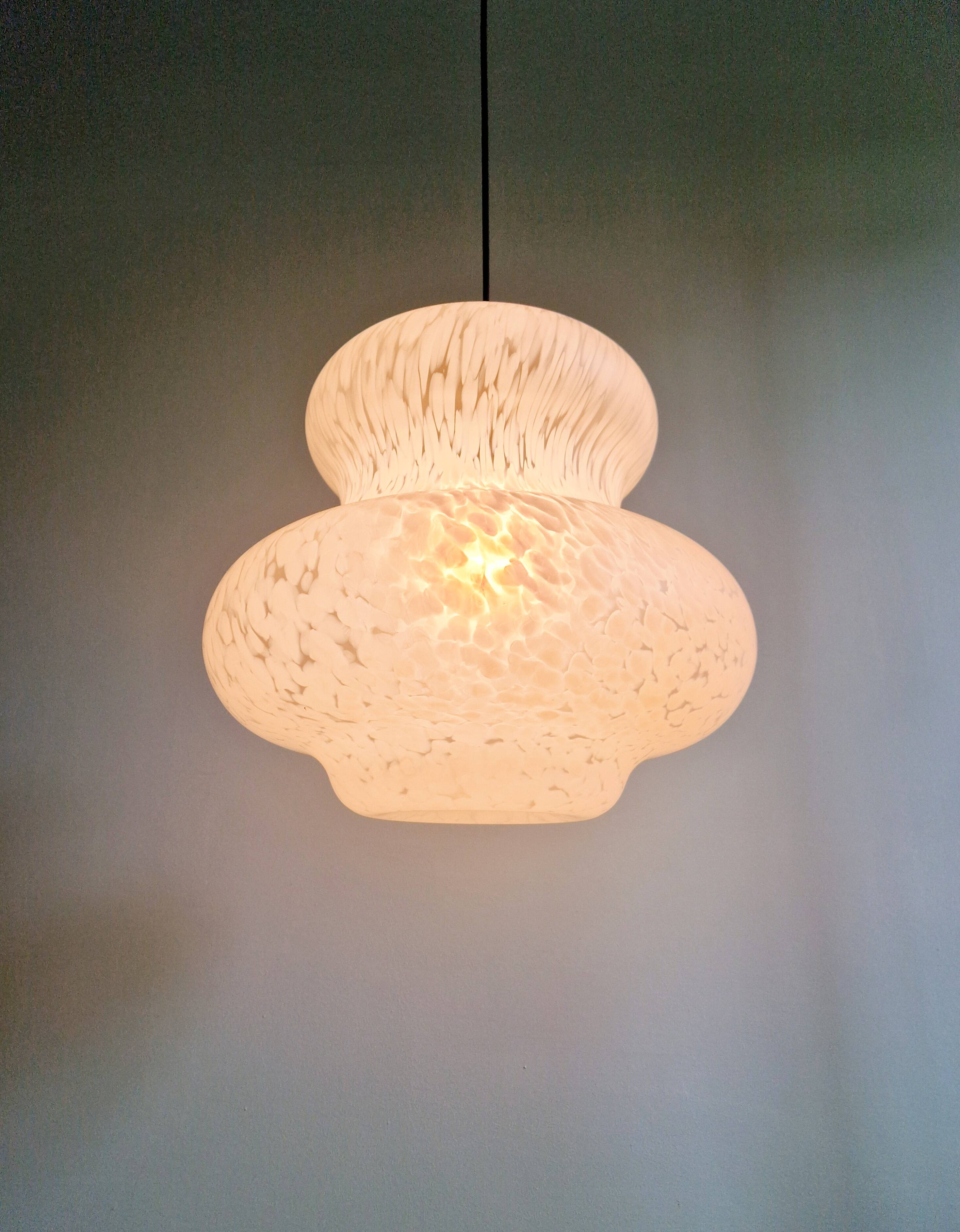 Large Space Age pendant light in speckled glass, Peill & Putzler, 1970s