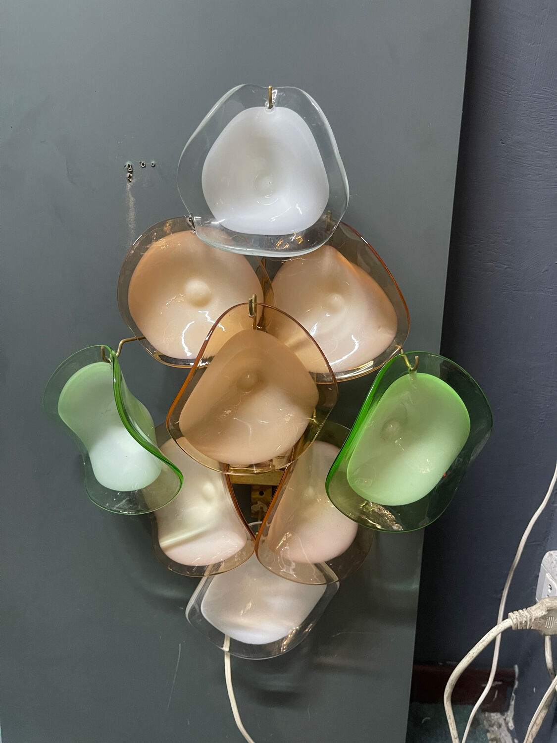 Appliques murales en verre de Murano, lot de 2, années 1970