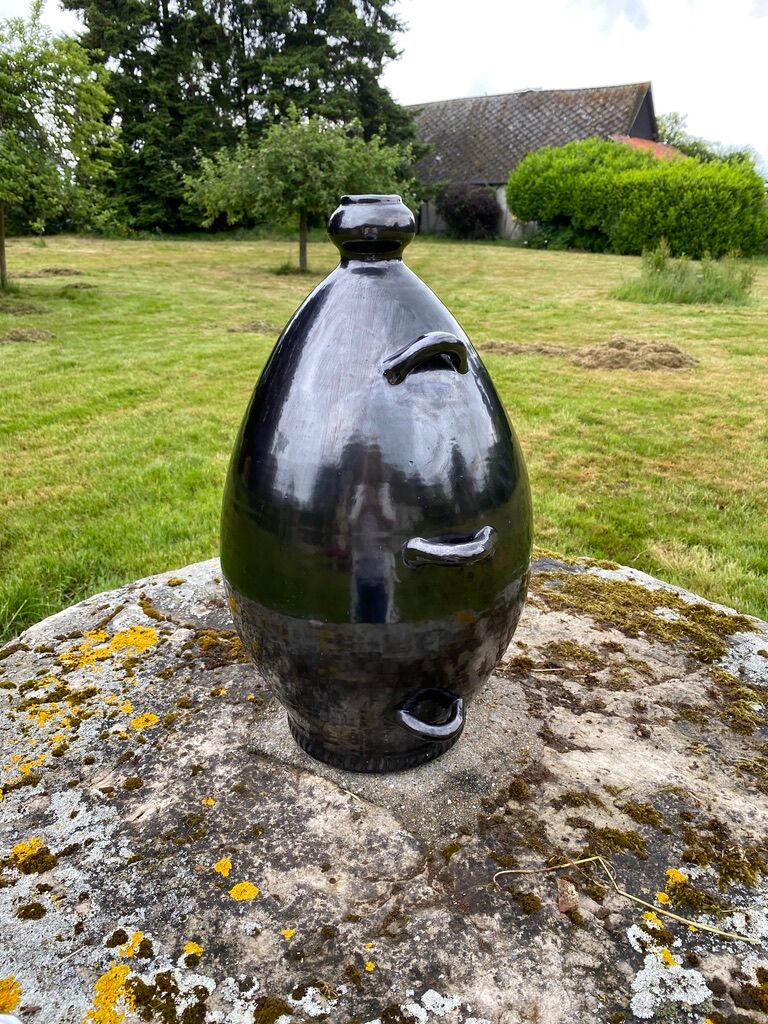 Jarre Potiche ceramic black metalic pottery 1950