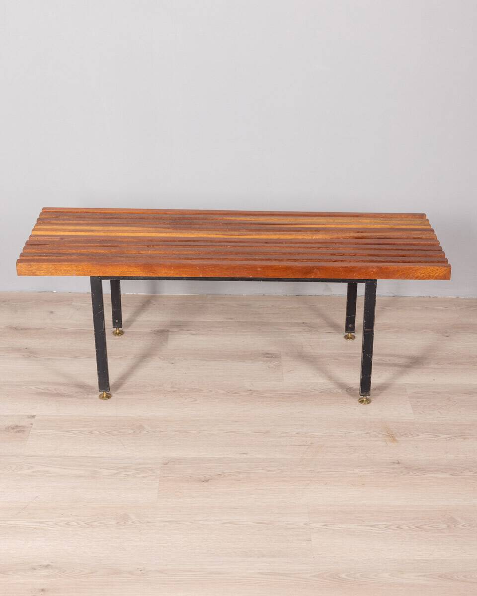 Vintage 60s bench slats in teak wood italian design