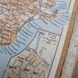 Île de Wight, Angleterre, plan original imprimé en 1913.