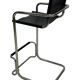Tabouret de bar vintage en cuir noir et chrome, Italie