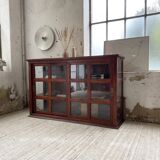 Mahogany sideboard with sliding glass doors