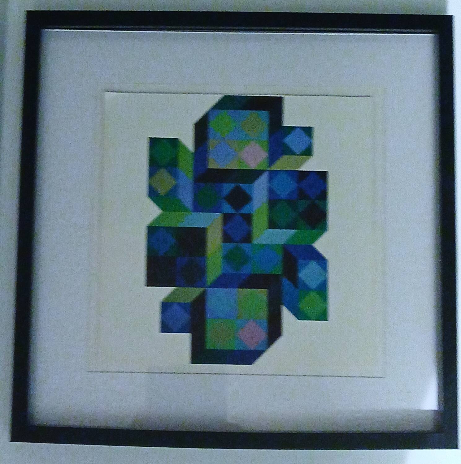 Tableau Vintage Art Optique - Victor Vasarely - Frame 40x40cm