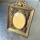 Cadre en métal antique en laiton doré cadre 10,5 cm x 9 cm verre convexe