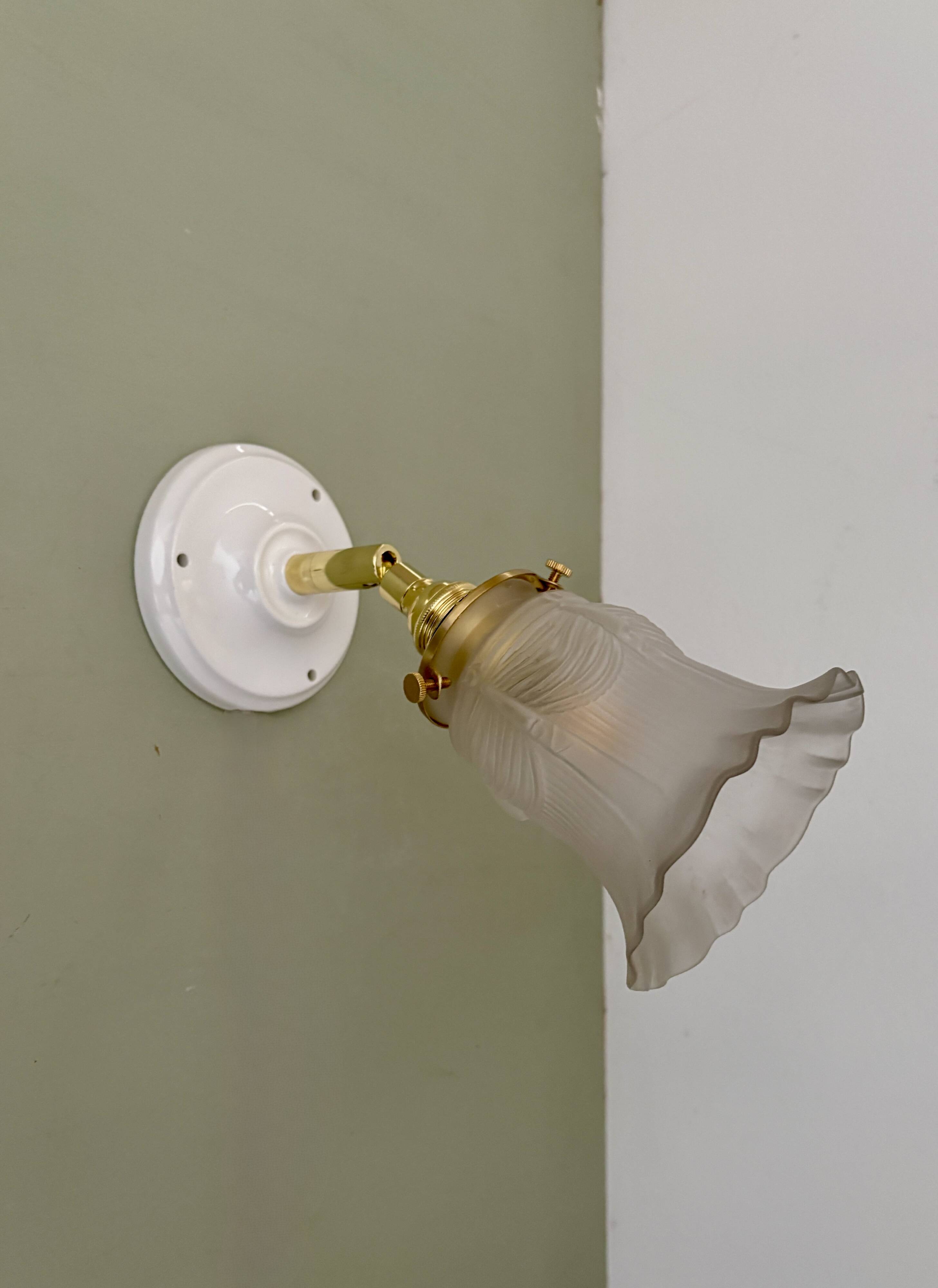 Vintage frosted glass tulip wall lamp