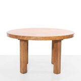 Round brutalist artisan solid oak coffee table