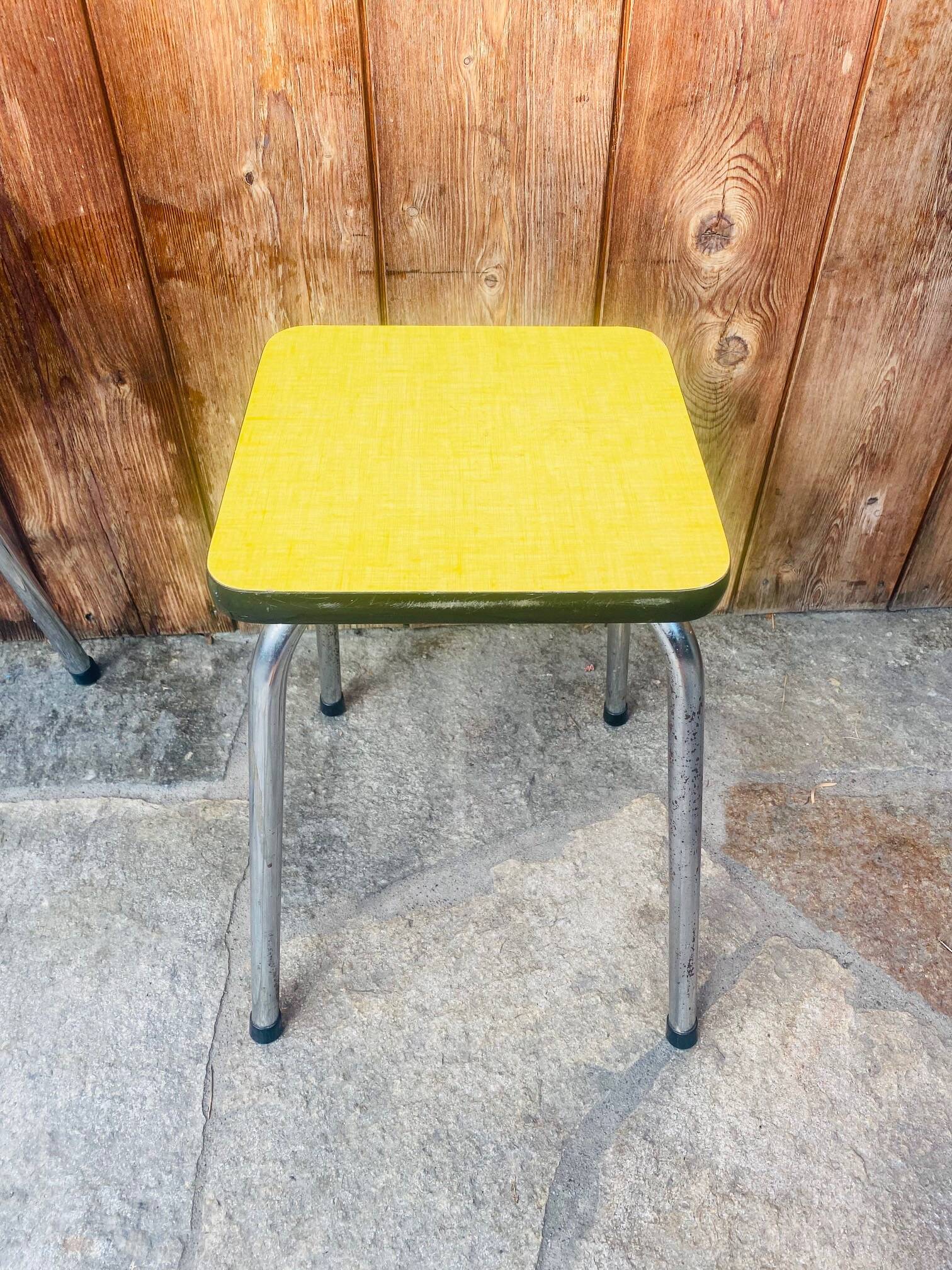 Set of 2 yellow Formica stools