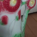 Ensemble cheminée en barbotine fleurs