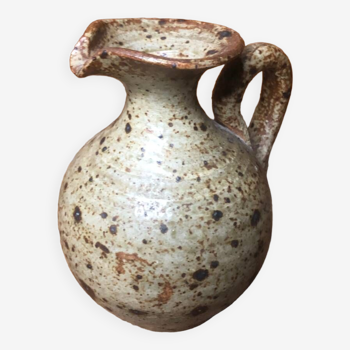 Old vintage brown stoneware pitcher