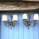 French neoclassical antique wall sconces  highly detailed with hunting horn and arrow motif hunting
