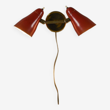 Metal and brass wall lamp, Stilux Italy, 1950