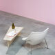Architectural coffee table from the 70s in modernist travertine