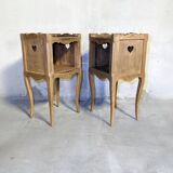 Pair of Louis XV style tables in solid oak, 1960