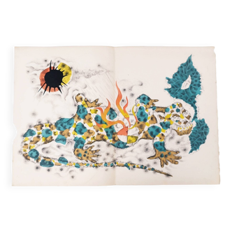 Lithograph Jean Lurçat collection vintage animality