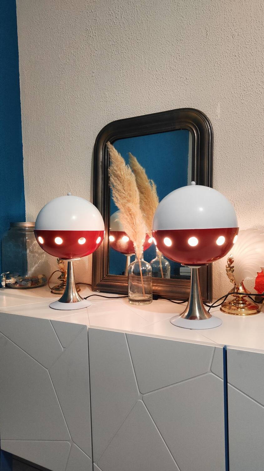 Paire de lampes Space âge cocci ball