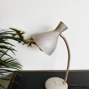 Hammered gray cocotte desk lamp, vintage French, 1940s