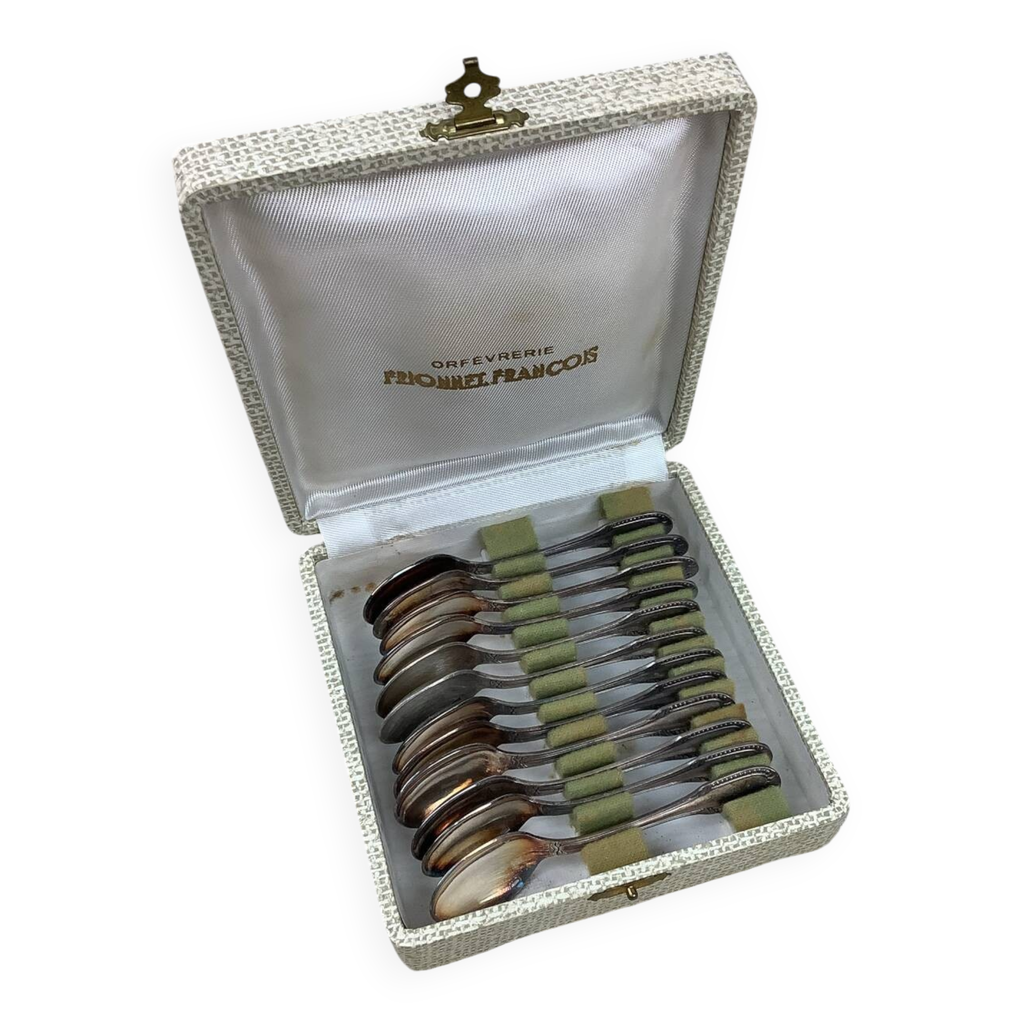 Box of 12 old spoons