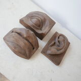 Carved mid-century wooden abstract face artwork sculpture