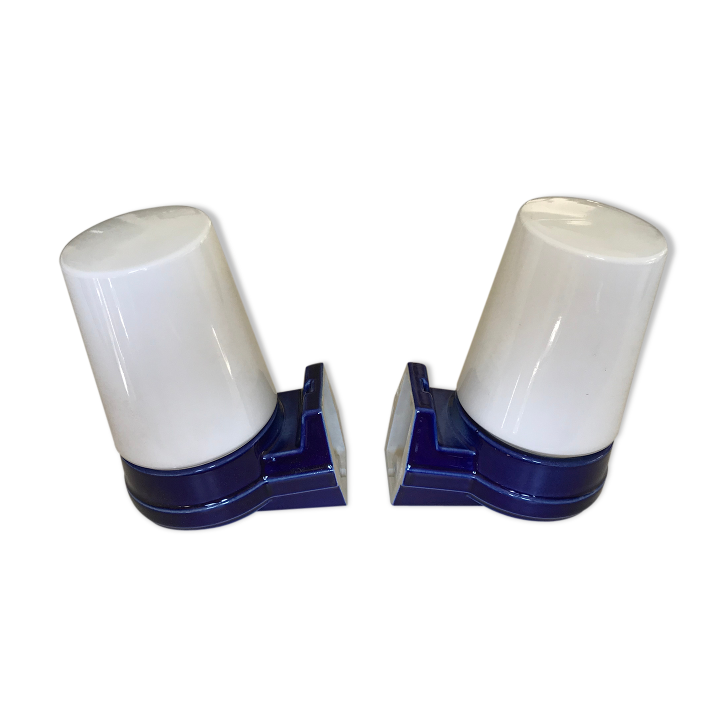 Pair of ceramic and opaline IFÖ sconces