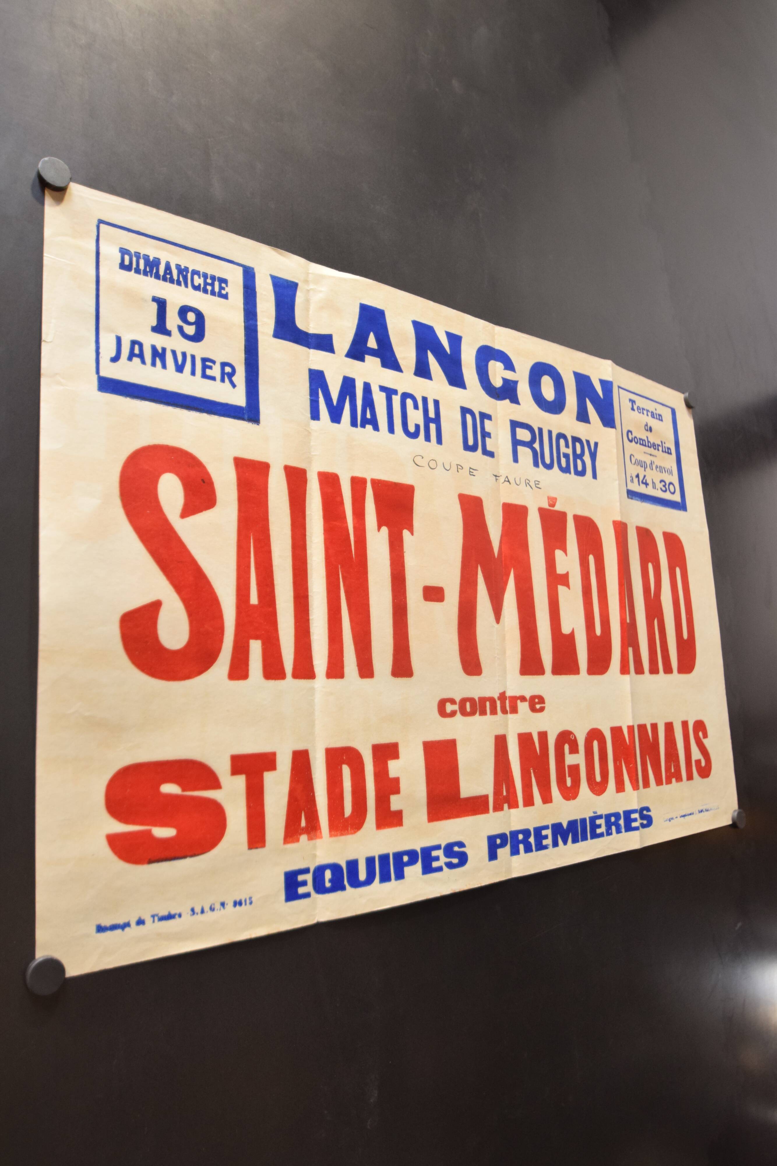 "Rugby Match" poster, City of Langon 1930