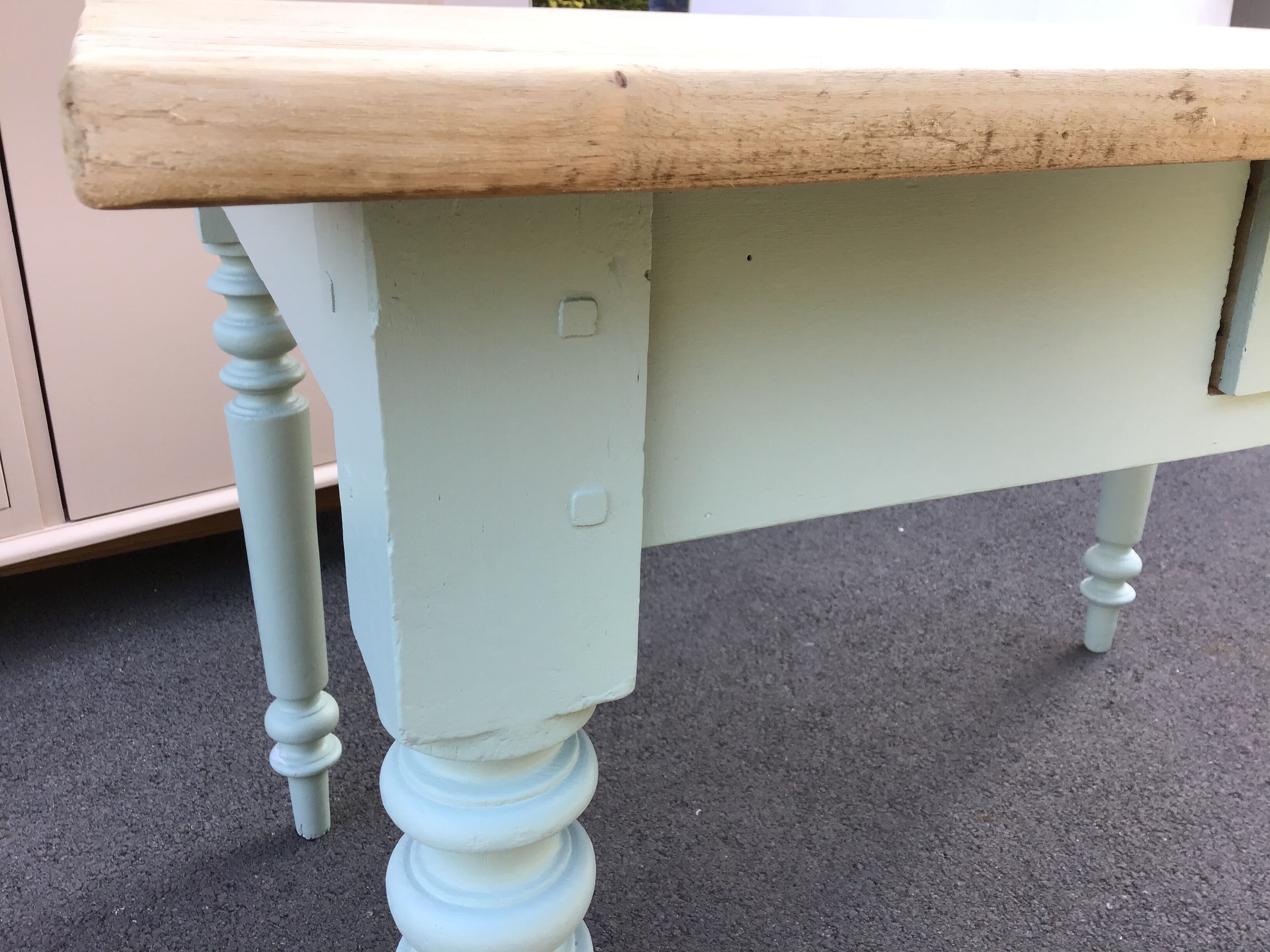 Dining table with painted legs
