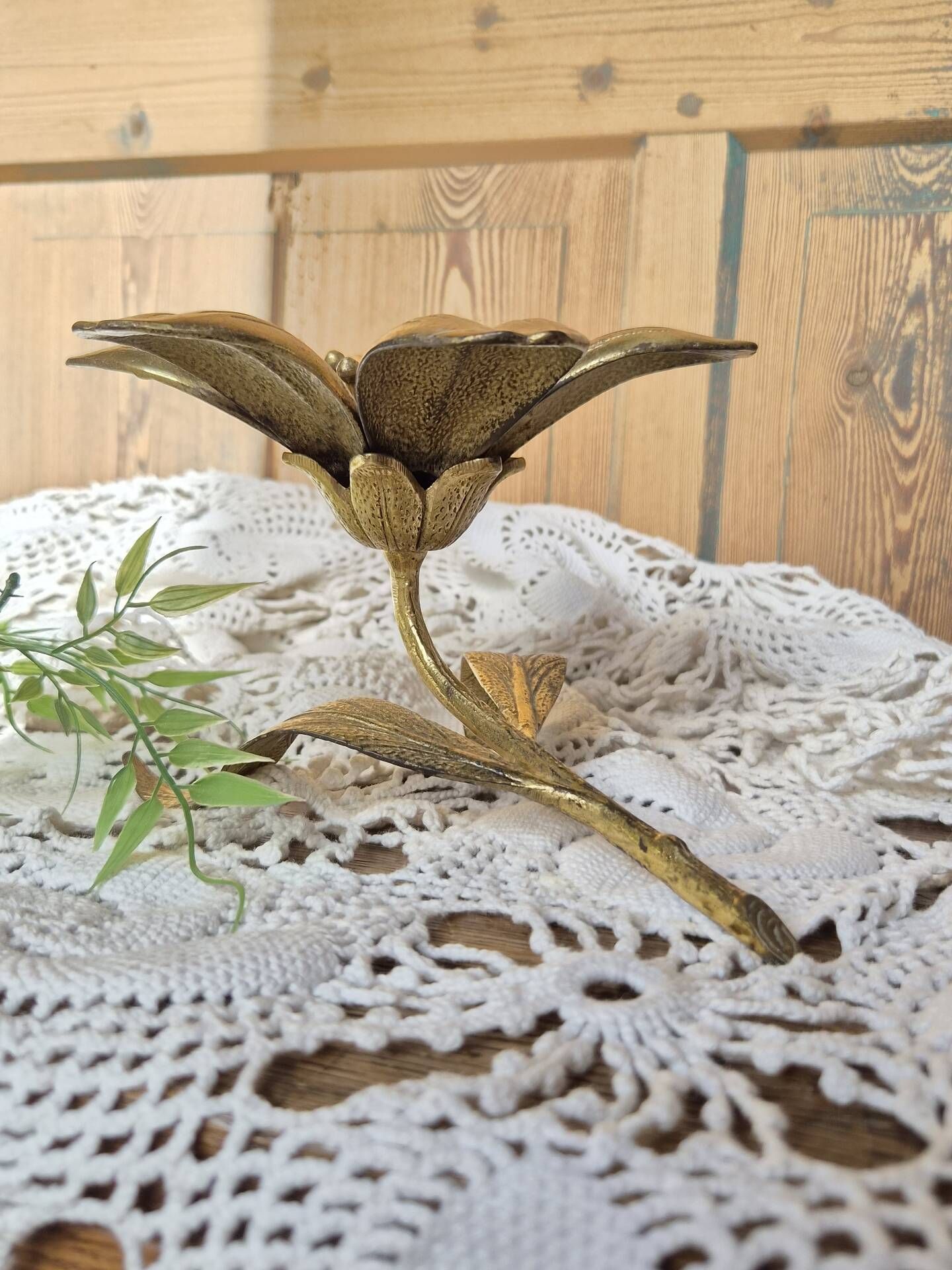 Vintage lotus flower ashtray in brass
