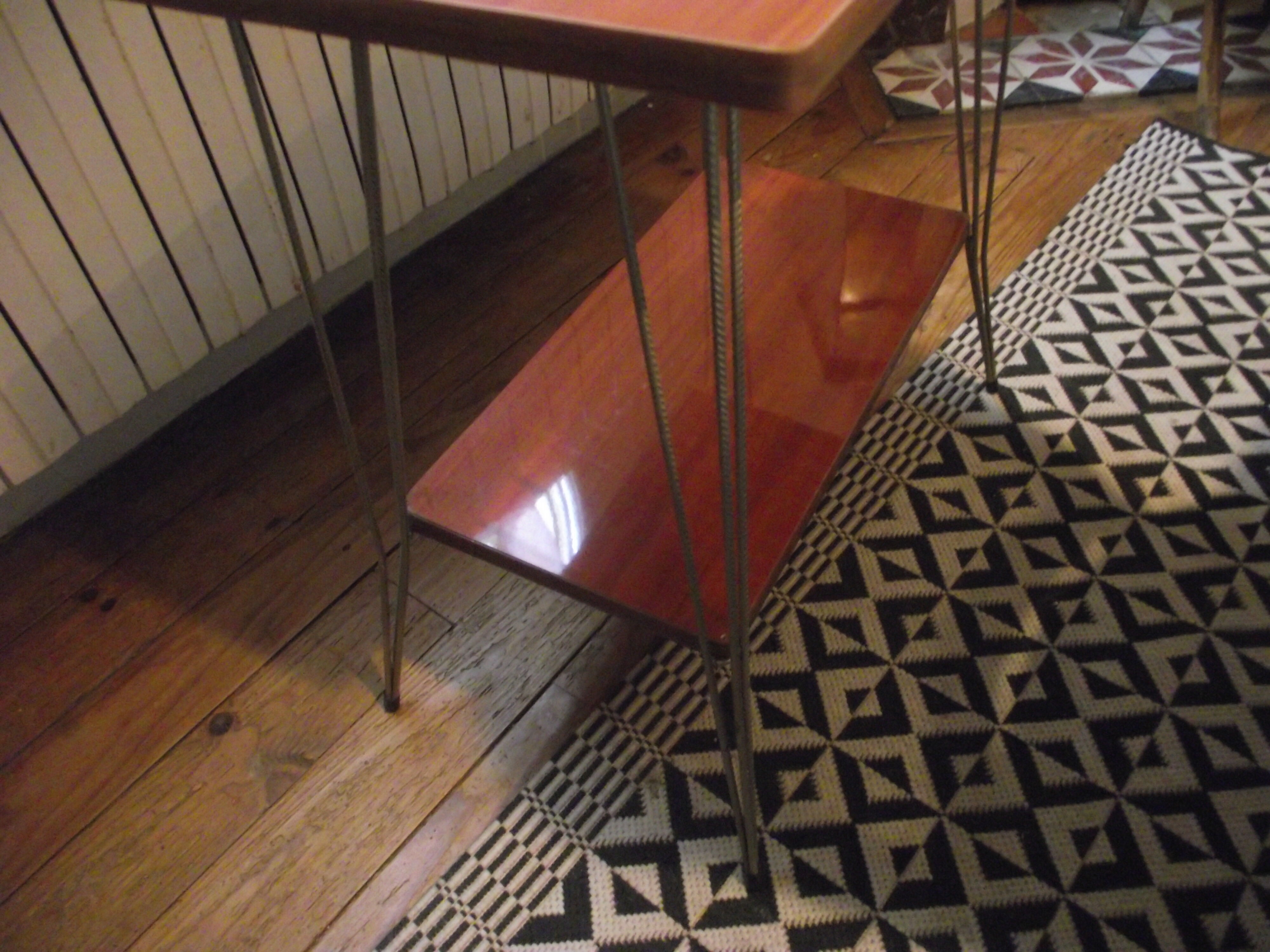 Small side table from the 60s wood and gilded metal.